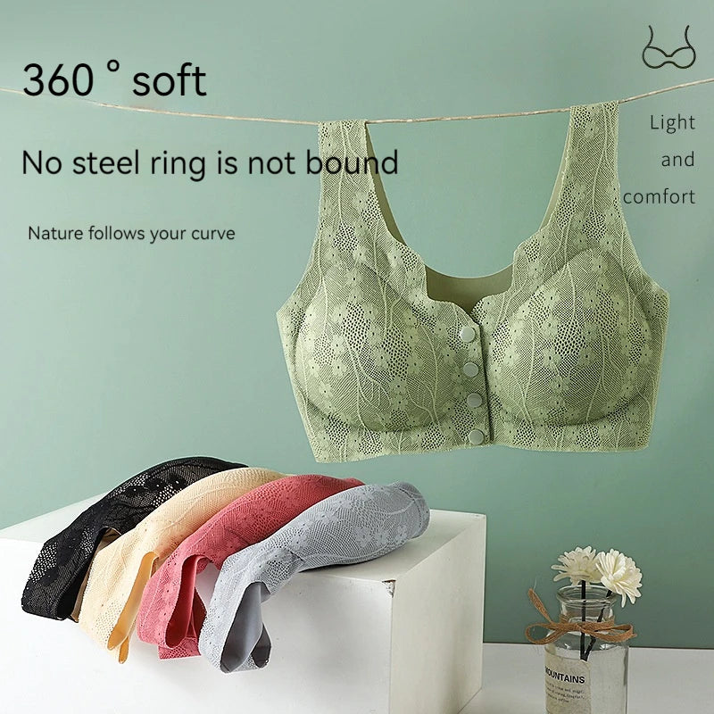✨HOT SALE✨Front Buckle Sleep Bra For Older Women