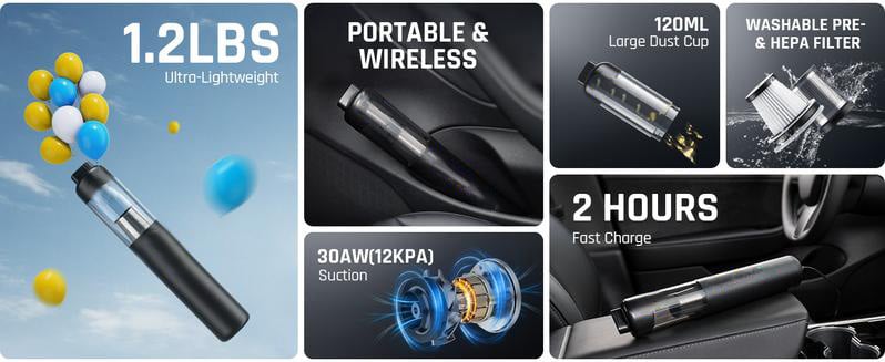 ๐2025 Hot Sale๐ Slim V8 Mate Cordless Car Vacuum High Power 12000Pa/30AW