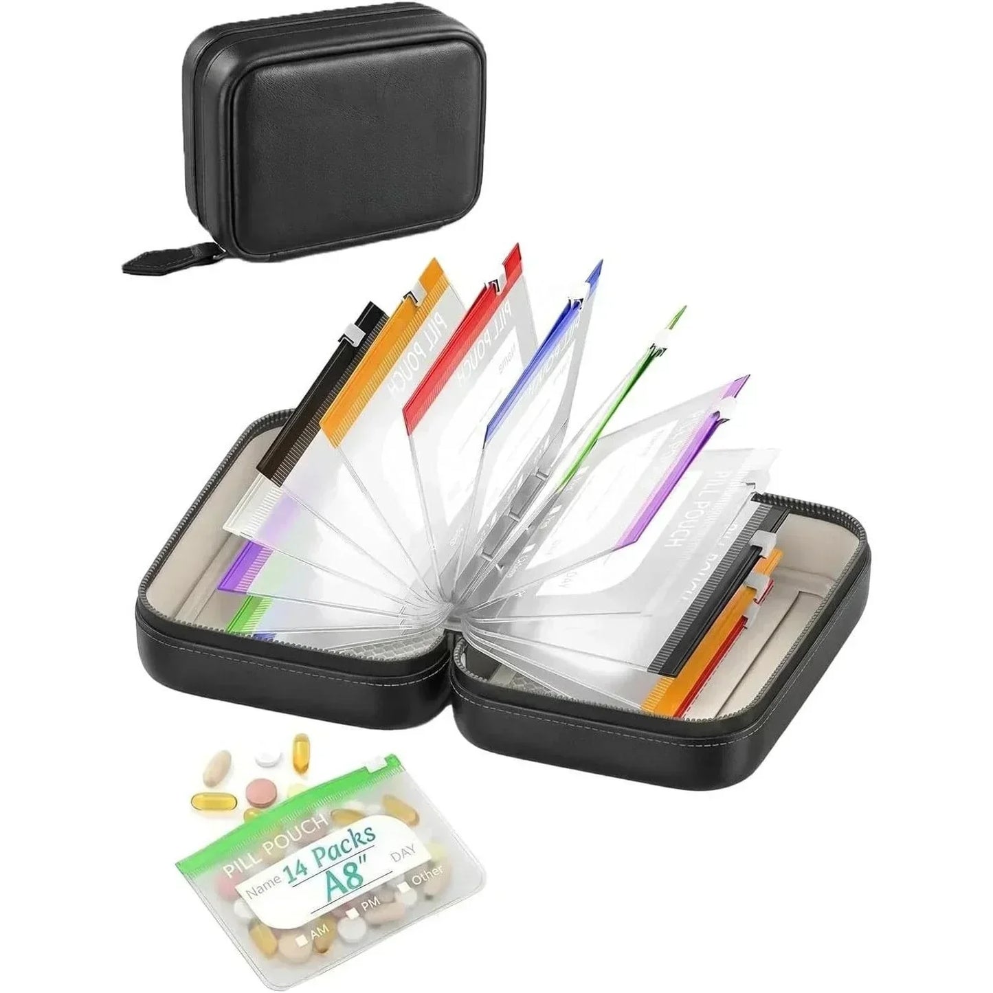 ๐ 2026 Sale โ Over 9,000 Sold! ๐ A8 Waterproof Pill Pouch Set โ 14 Color-Coded Pouches, Crush-Proof Shell, Up to 2 Weeks of Meds! โจ