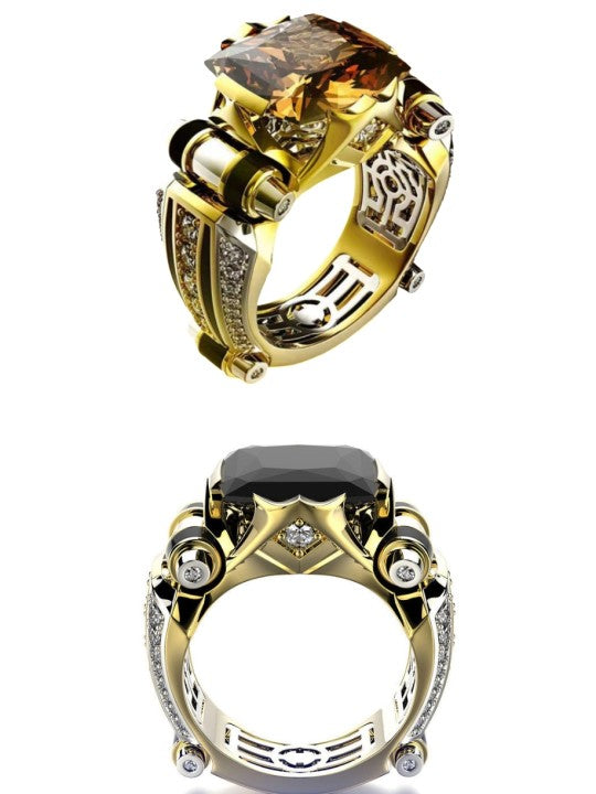 šHot Saleš„Heavy Duty Vintage Zirconia Wide Band Ring