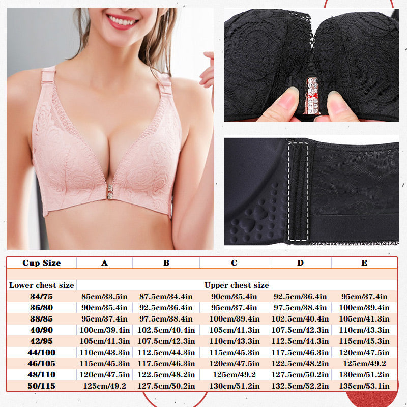 š„HOT SALEš„Rose Embroidery Front Closure Wirefree Bra