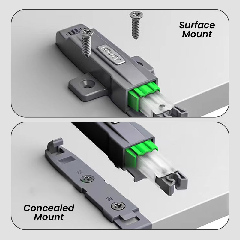 Cabinet Door Press-to-Open Spring Lock and Matching Hinge