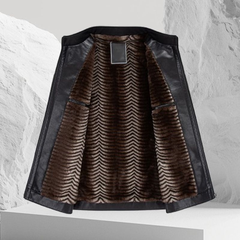 Best Gift- Men’s Fashionable Stand-collar Thickened Warm Leather Jacket