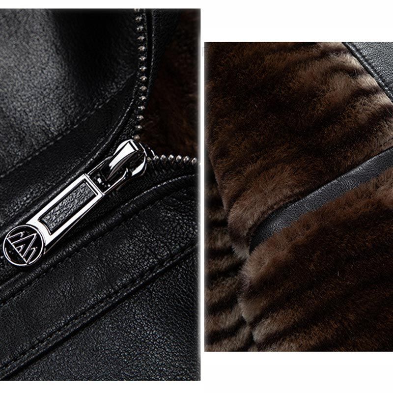 Best Gift- Men’s Fashionable Stand-collar Thickened Warm Leather Jacket