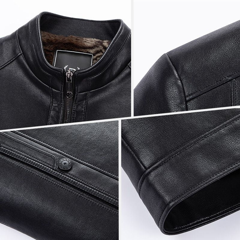 Best Gift- Men’s Fashionable Stand-collar Thickened Warm Leather Jacket