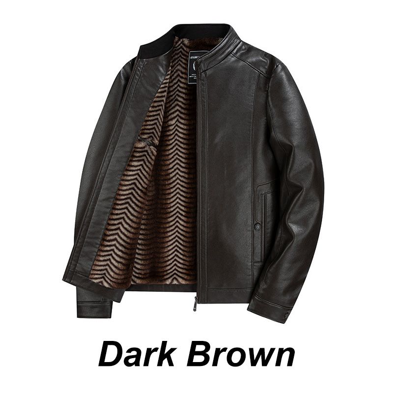 Best Gift- Men’s Fashionable Stand-collar Thickened Warm Leather Jacket