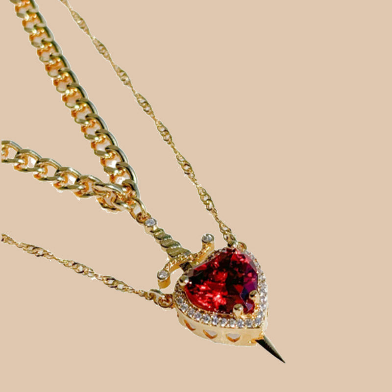 🎁Special Big Sale🔥Vintage Matching Heart and Sword Necklace Set