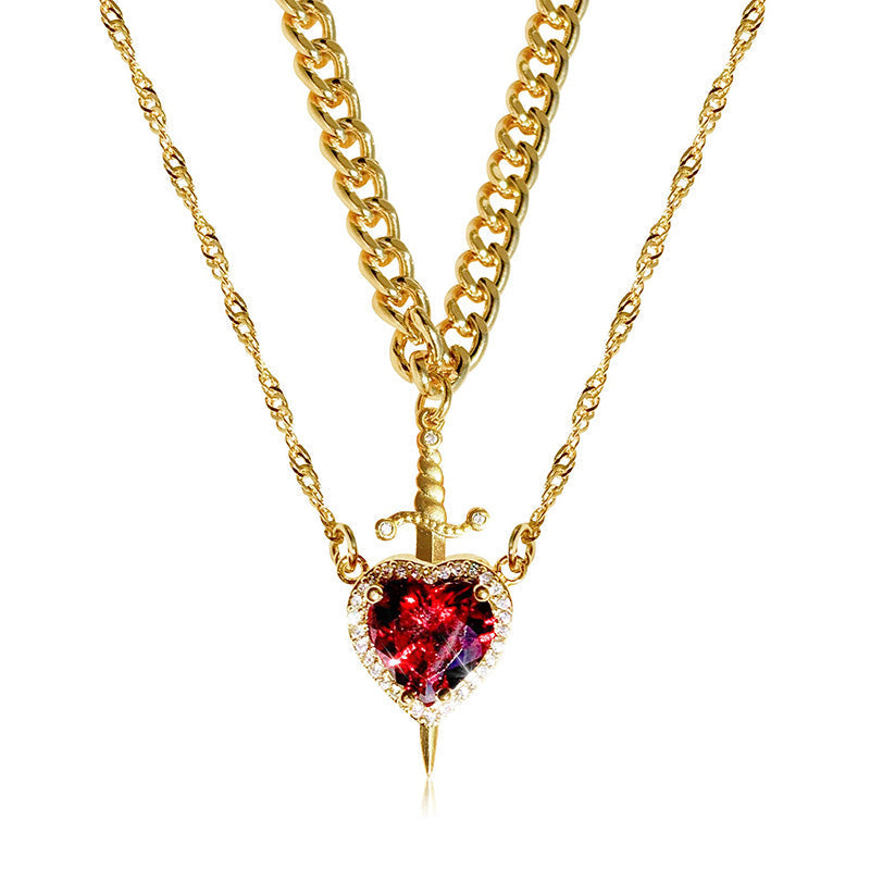🎁Special Big Sale🔥Vintage Matching Heart and Sword Necklace Set