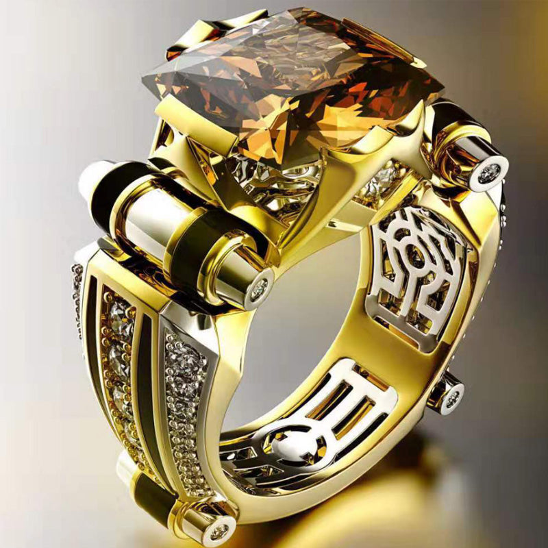 šHot Saleš„Heavy Duty Vintage Zirconia Wide Band Ring