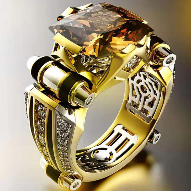 šHot Saleš„Heavy Duty Vintage Zirconia Wide Band Ring