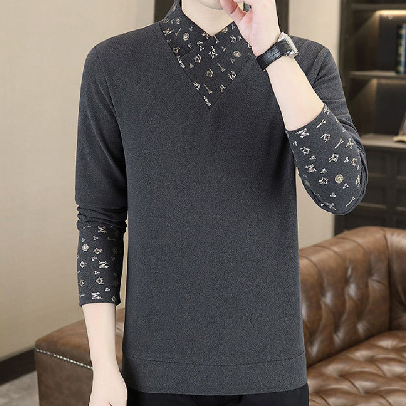 🔥HOT SALE -49% OFF🔥Men's Casual Warm Long Sleeve Faux Two-Piece Top
