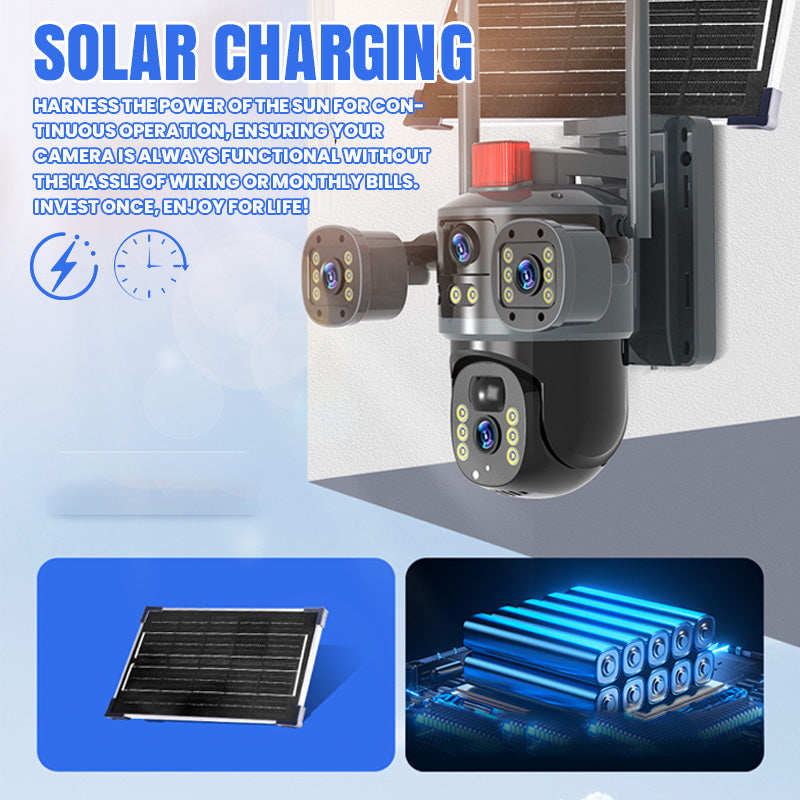 š„2025 New Hot Saleš„ Triple-Lens Solar 360° Dome Cameraāļø free shipping