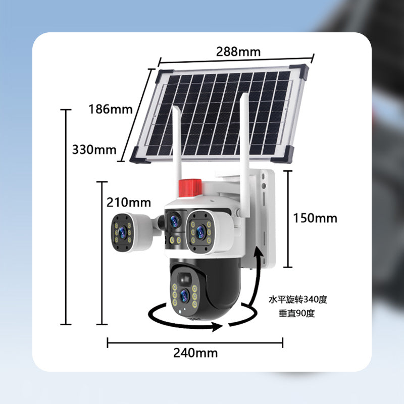 š„2025 New Hot Saleš„ Triple-Lens Solar 360° Dome Cameraāļø free shipping