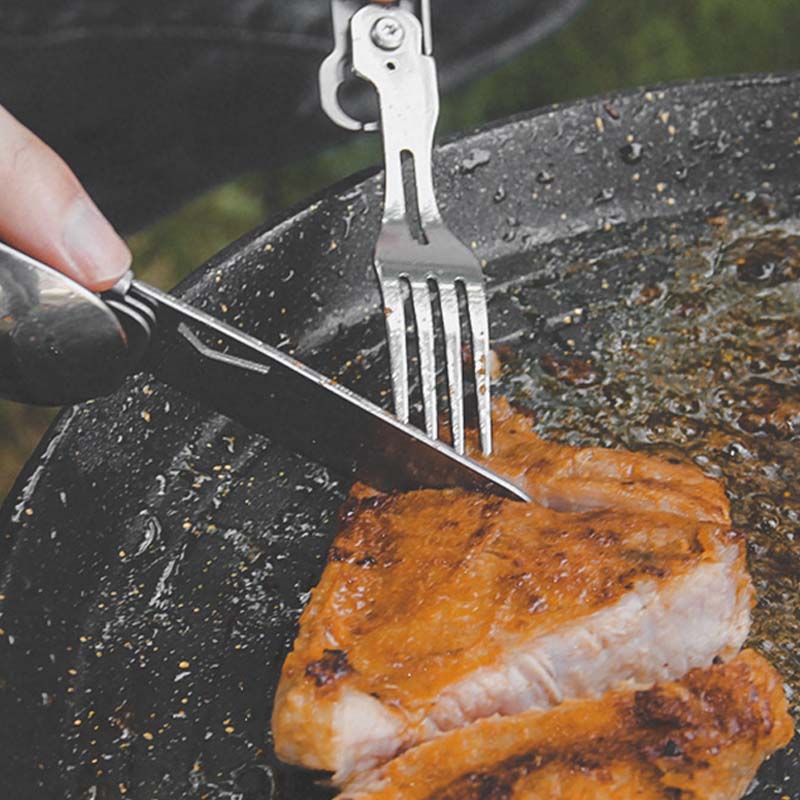 🎁Hot sale🔥6 in 1 Stainless Steel Folding Camping Utensils