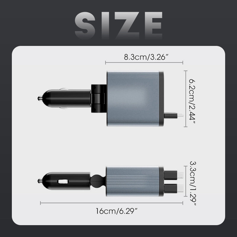 ⏳Time-Limited Special⏰Ultra-fast 4-in-1 Car Charger 90W – With Retractable Cables & Ambient Starlight