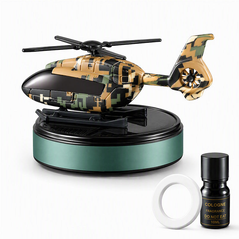 🚗Solar Helicopter Aromatherapy Diffuser – Spins in Light, Refillable Scent Pads, for Car & Home ✨🚁