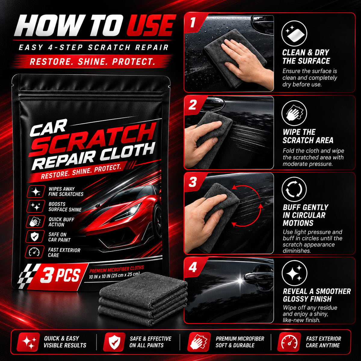 Paint-Safe Car Scratch Repair Cloth