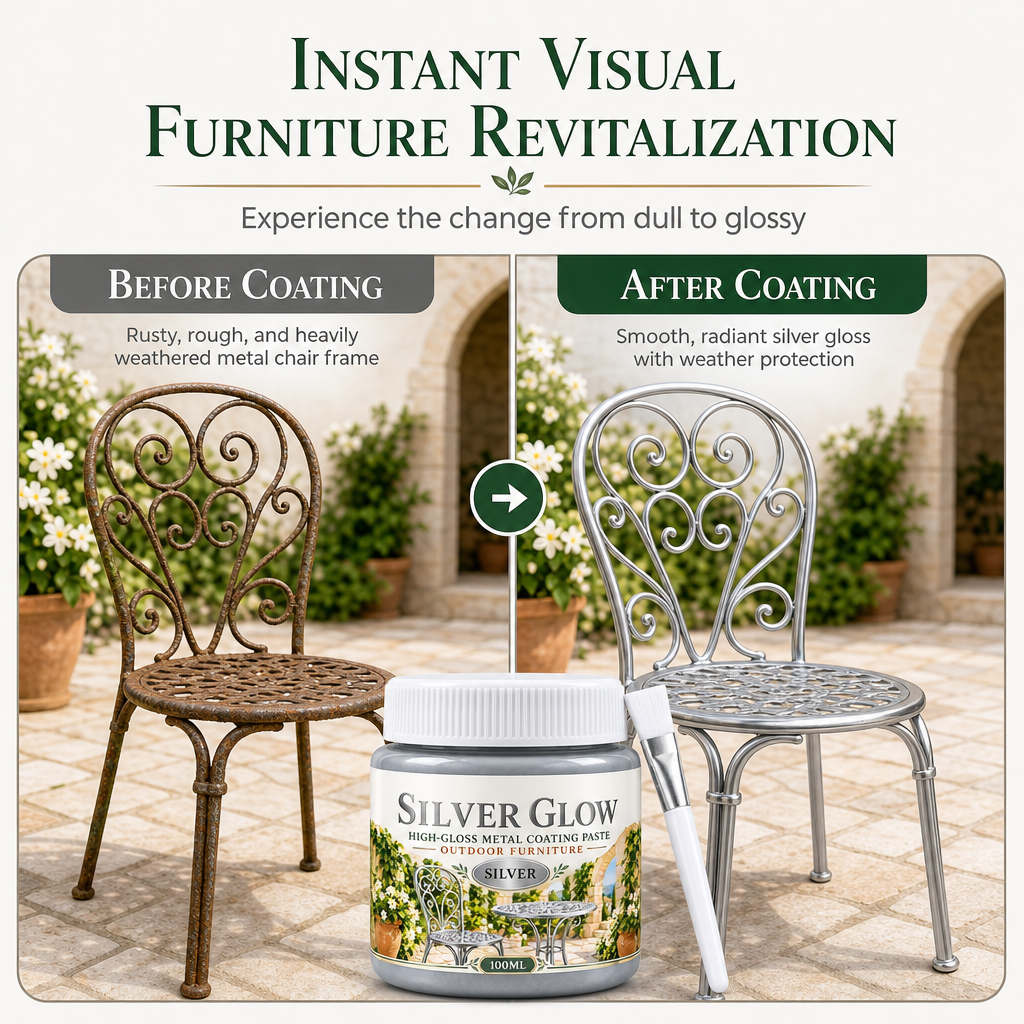 Silver Metal Touch Up Paste with Brush for Outdoor Furniture