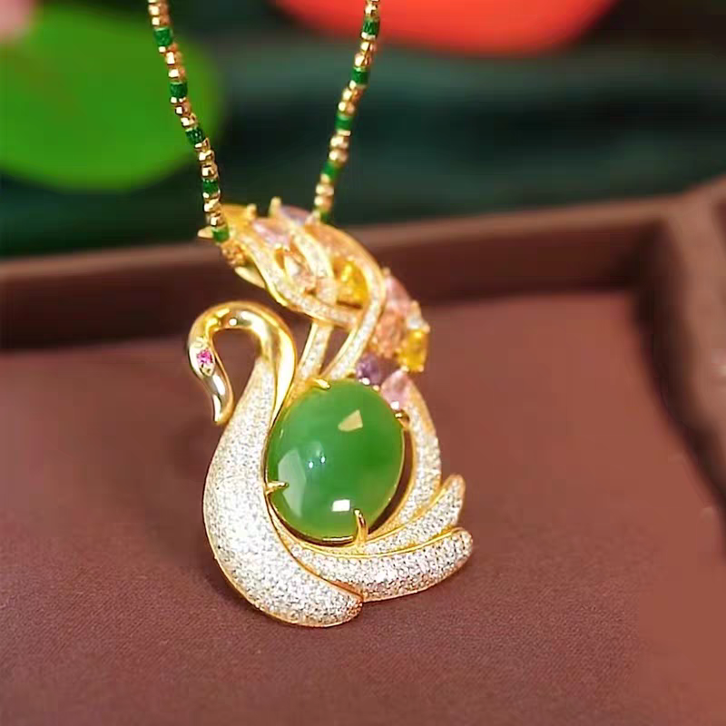 Cat's Eye Stone Solid Diamond Necklace