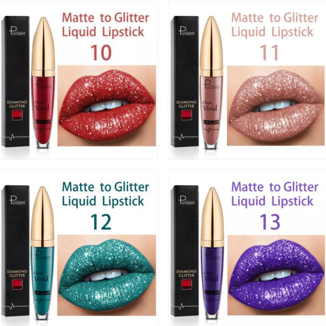 (HALLOWEEN PRE SALE ) Diamond Lip Gloss Matte To Glitter Liquid Lipstick Waterproof