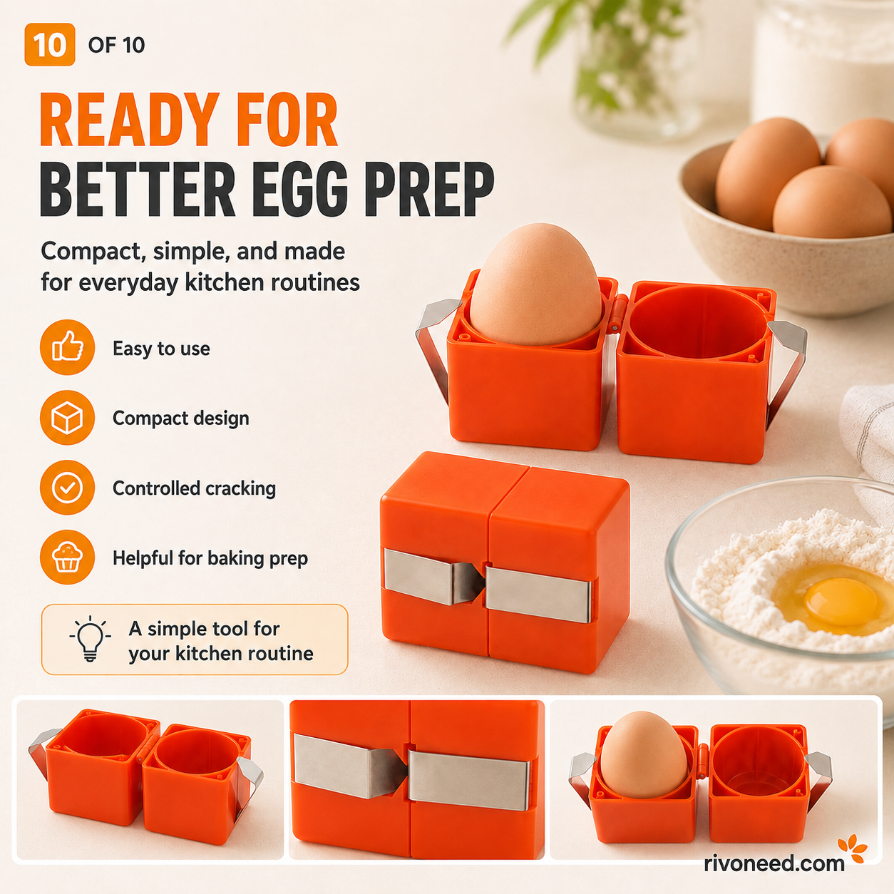 🍳Buy 1 Get 1 Free！🔥 50% OFF NOW ! ✨Quick Egg Cracker Tool – Fast Clean Egg Opener for Kitchen Baking