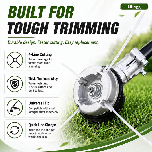 ⚙️ 50% OFF NOW! 🌿 Aluminum Trimmer Head – 4-Line Cutting & Universal Fit – Heavy-Duty & Easy Line Replacement 🏡