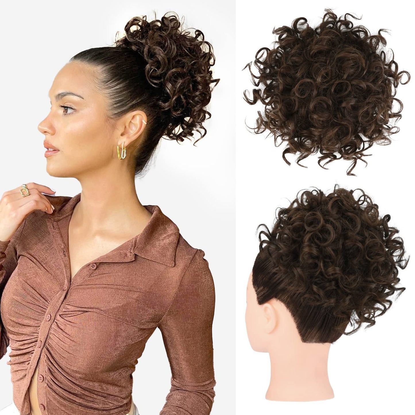 ⏳Limited-time 50% off⏰Elastic Drawstring Loose Short Curly Bun