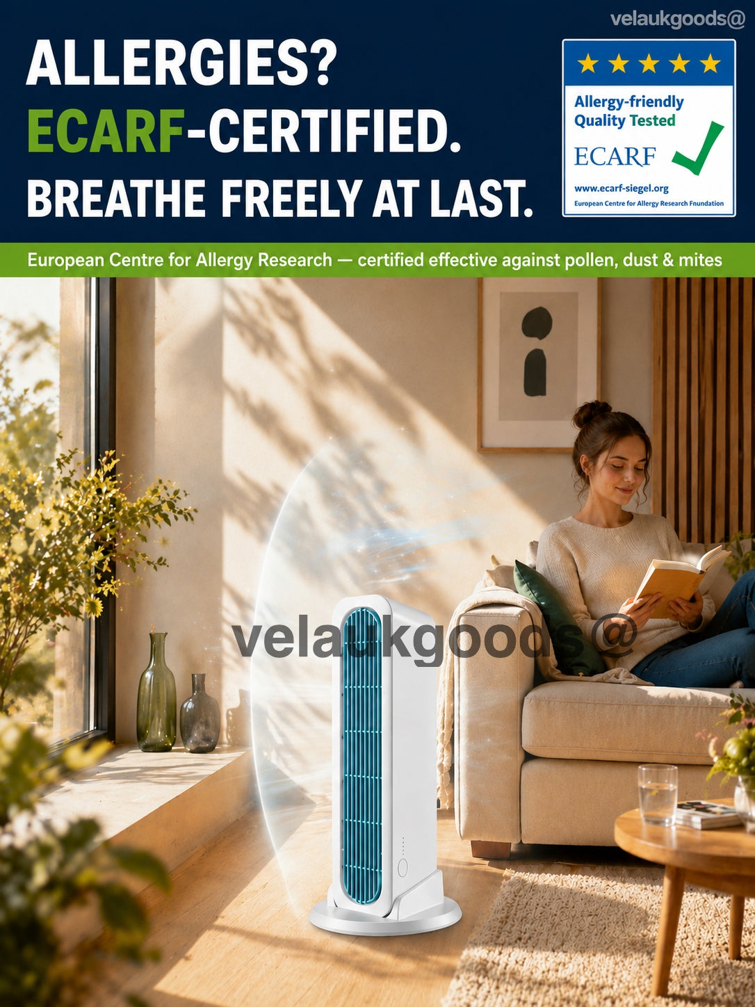 【Cool the Entire Room in 90 Seconds】Tower Fan—an air conditioner that can be used in both upright and horizontal positions