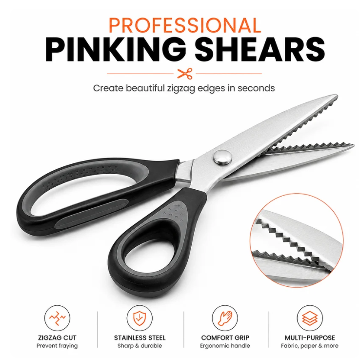✂️50% OFF NOW! Pinking Sewing Scissors, Zig Zag Fabric Shears Prevent Cloth Fraying for Sewing Quilting DIY Crafts