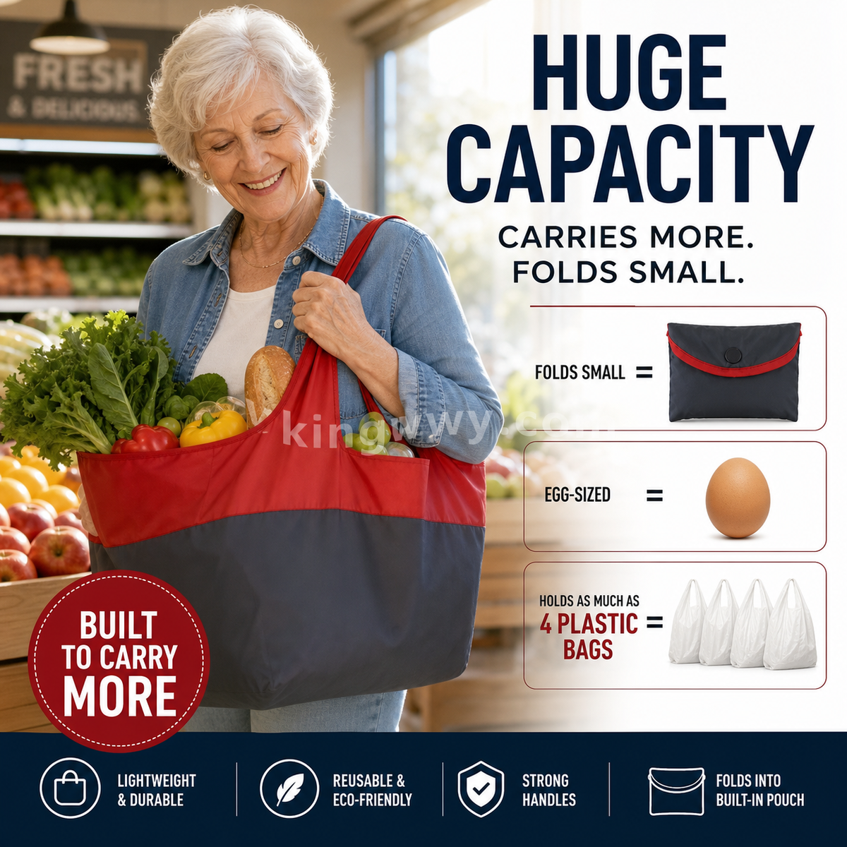 📢📢50% OFF !! ⏰Eco-Friendly Foldable Large Capacity Shopping Bag