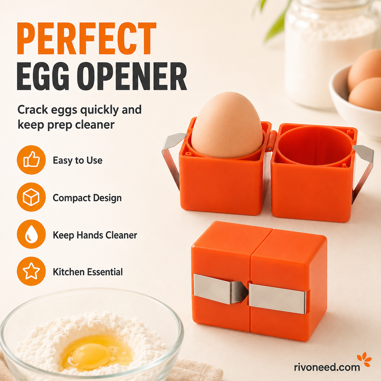 🍳Buy 1 Get 1 Free！🔥 50% OFF NOW ! ✨Quick Egg Cracker Tool – Fast Clean Egg Opener for Kitchen Baking