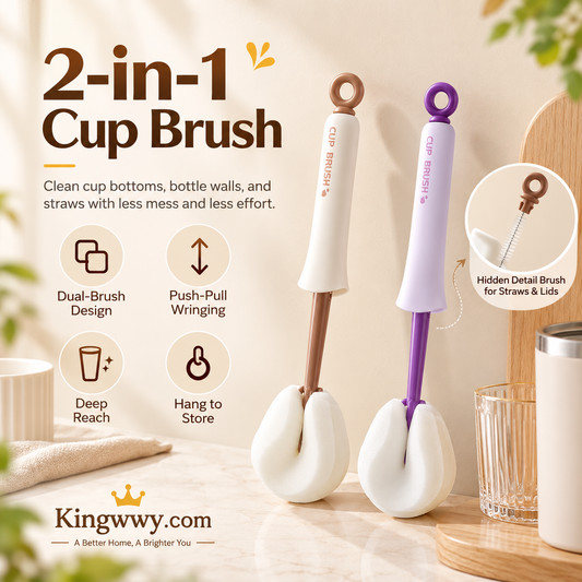 2‑in‑1 Sponge Cup & Bottle Cleaning Brush with Extended Reach & Detail Brush 🧽✨