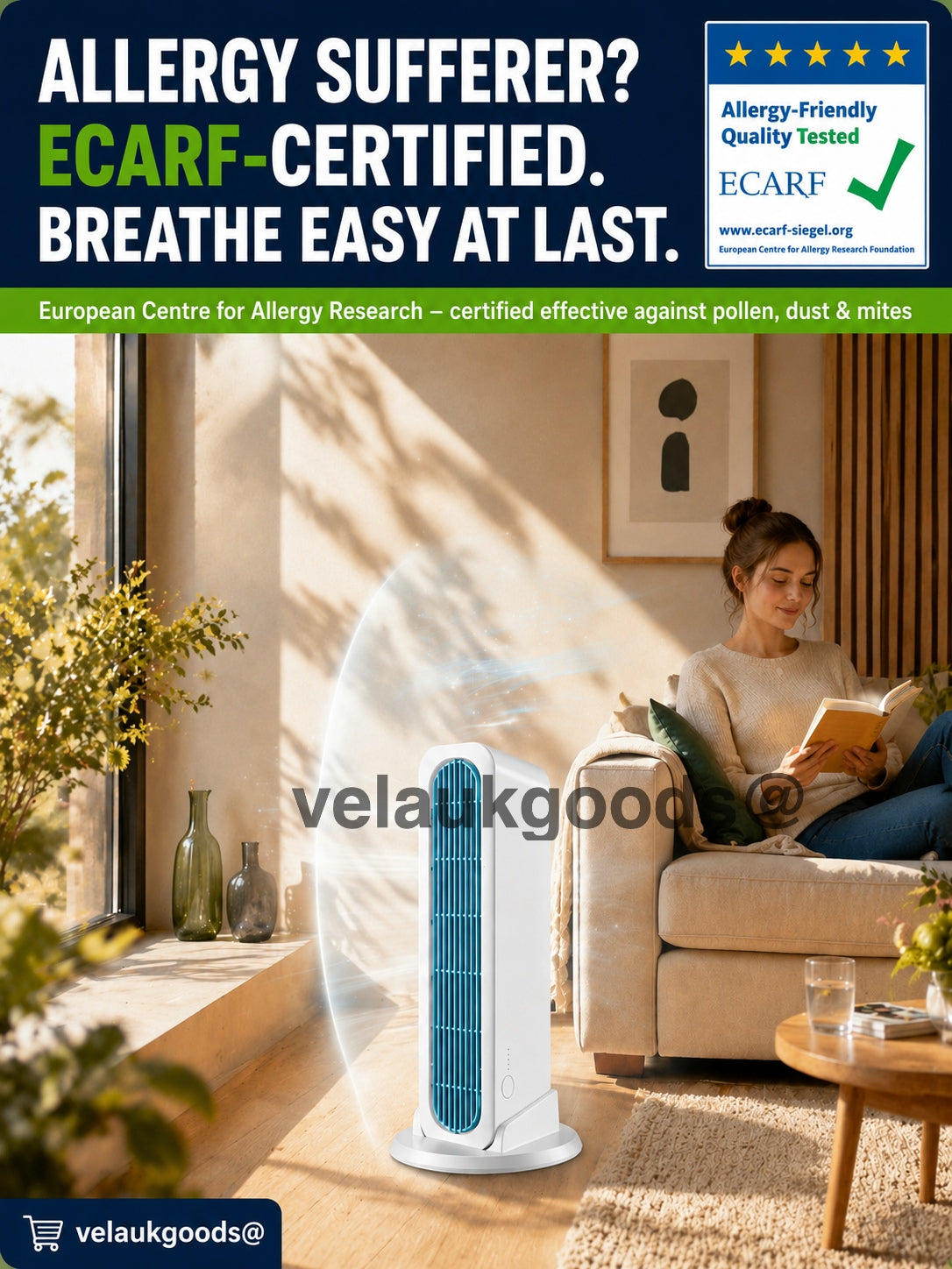 【Cool the Entire Room in 90 Seconds】Tower Fan—an air conditioner that can be used in both upright and horizontal positions