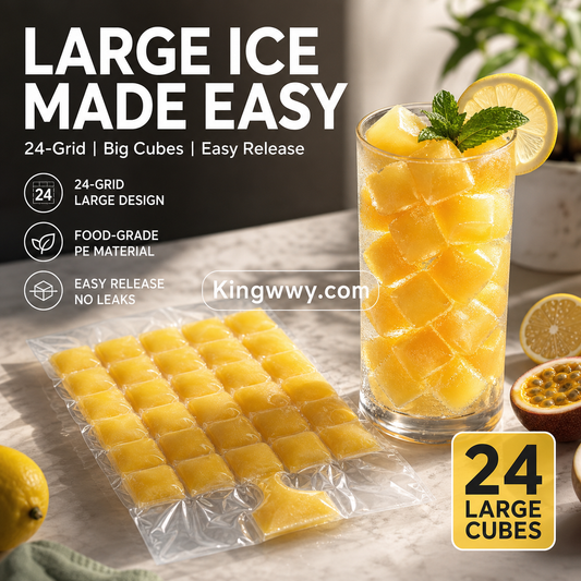 🧊✨ Self-Sealing Disposable Ice Cube Bags – 24-Cube Large Size, Food-Grade PE, Leak-Proof & Easy Tear Design – Fresh, Clean Ice Anytime! ❄️🍹