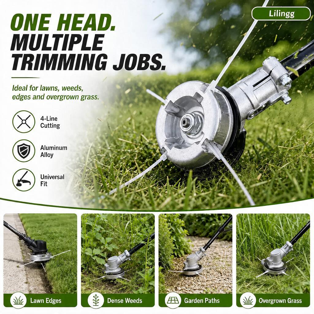 ⚙️ 50% OFF NOW! 🌿 Aluminum Trimmer Head – 4-Line Cutting & Universal Fit – Heavy-Duty & Easy Line Replacement 🏡