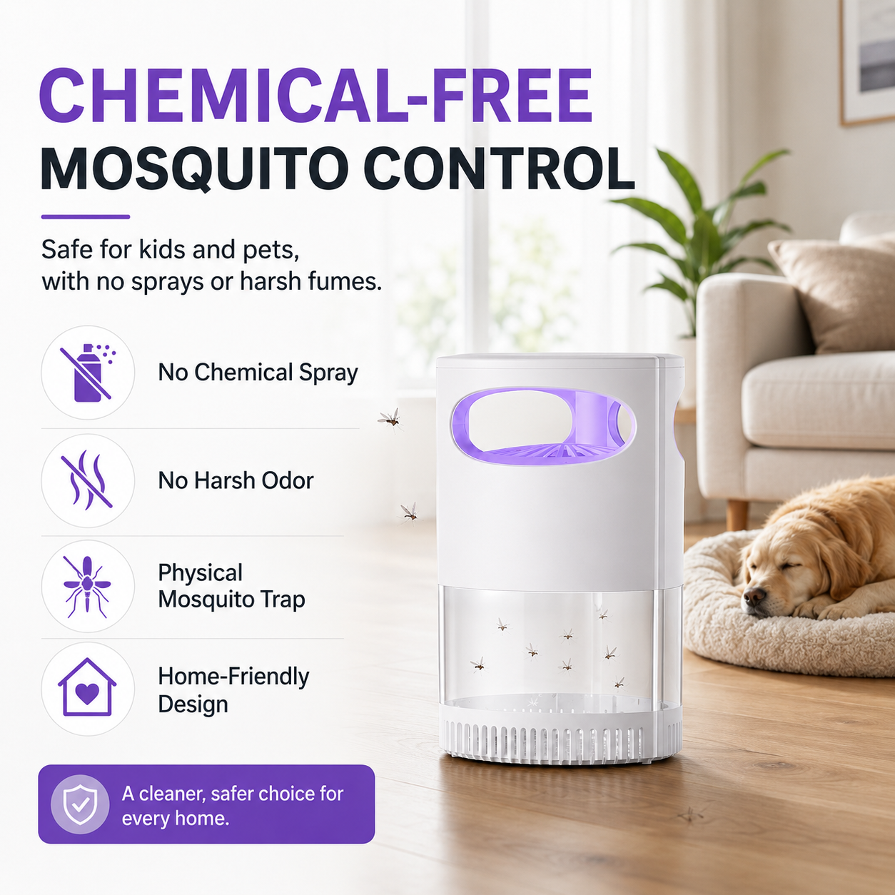 🦟SUMMER HOT SALE 50% OFF! 🔇UV Mosquito Killer Lamp – quiet, USB, chemical! 🌙