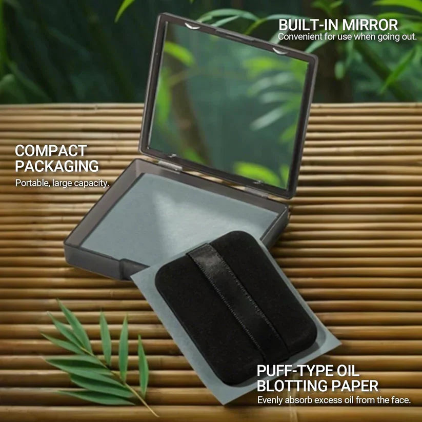 ⏰Buy 1 Get 1 Free💝Black Magnet Oil Blotting Setting Sheet With Powder More Control Oil Keep Fresh 2 IN 1 Blotting Sheet