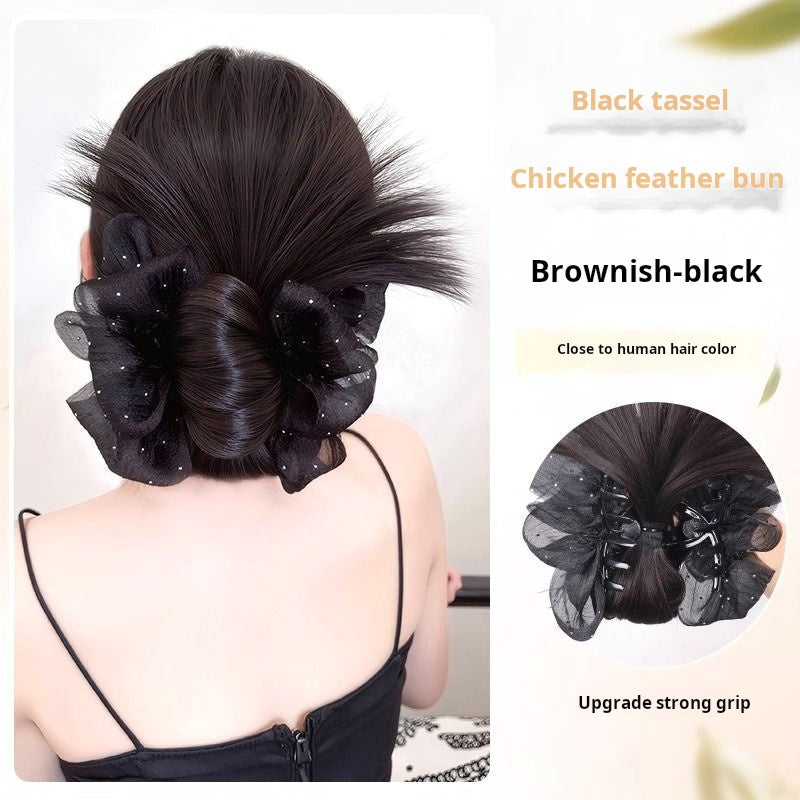 Effortless Low Bun Hair Clip – Natural Voluminous Ponytail Bun Extensions for Women 💇‍♀️✨ 🌸 Lazy Messy Bun Hairpiece with Fluffy Feather Texture – Instant Updo Hair Accessory for Fullness at the Crown 🎀💕