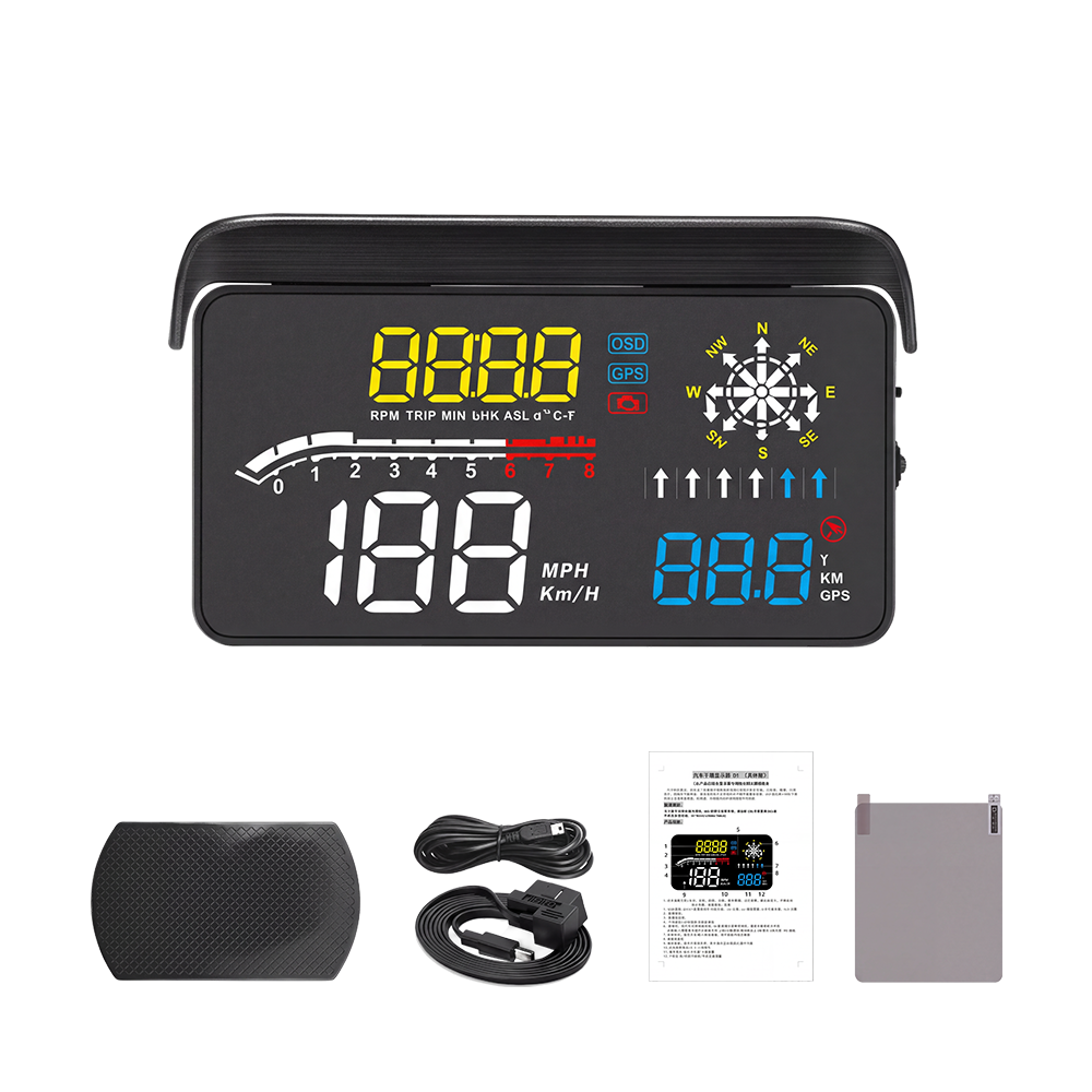 🚗50% OFF NOW! Head-Up Display Car GPS Digital Speedometer – Traffic Light Countdown & Red Light Camera Alert HUD, Universal Driver Safety Warning Device to Avoid Tickets for City Driving