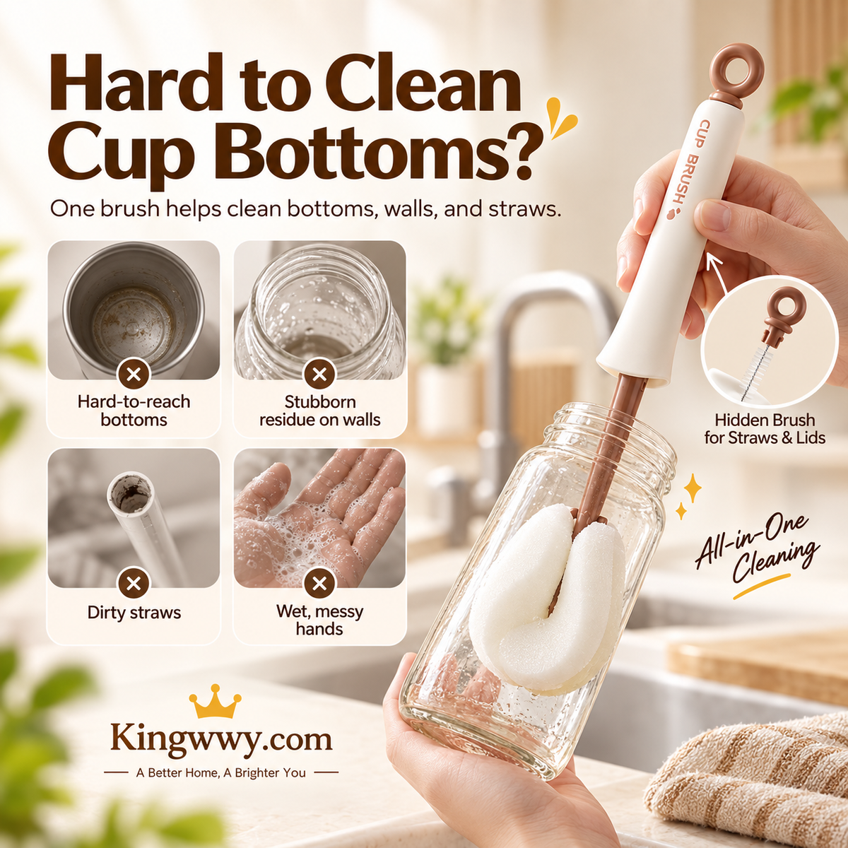 2‑in‑1 Sponge Cup & Bottle Cleaning Brush with Extended Reach & Detail Brush 🧽✨