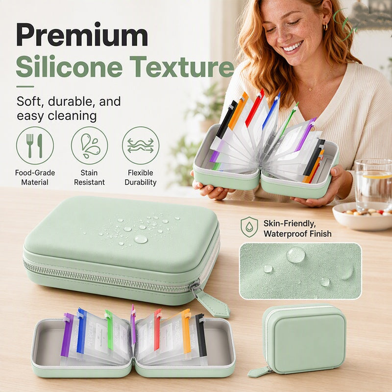 🎉 2026 Sale — Over 9,000 Sold! 💊 A8 Waterproof Pill Pouch Set – 14 Color-Coded Pouches, Crush-Proof Shell, Up to 2 Weeks of Meds! ✨