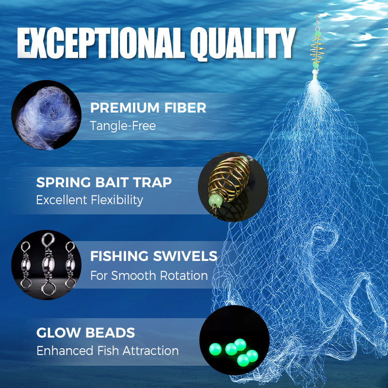 Fishing Gill Net with Spring Bait Trap