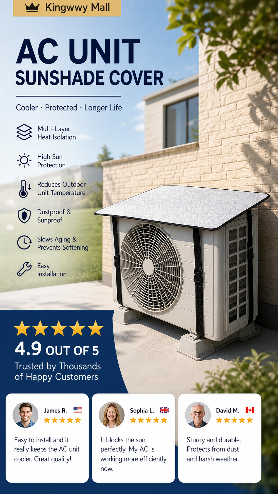 Air Conditioner Outdoor Unit Cover – Sun, Rain & Dust Protection – Extends Unit Lifespan 🛡️❄️ Save on repair costs – stay cool all summer long! ☀️🌧️