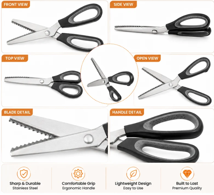 ✂️50% OFF NOW! Pinking Sewing Scissors, Zig Zag Fabric Shears Prevent Cloth Fraying for Sewing Quilting DIY Crafts