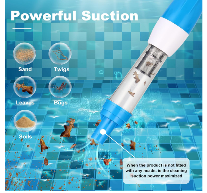 🌊3-in-1 Cordless Handheld Pool Vacuum Cleaner - Quick-Swap Heads, Up to 60-70 min Runtime, High-Flow Suction for Leaves & Fine Debris 🚀
