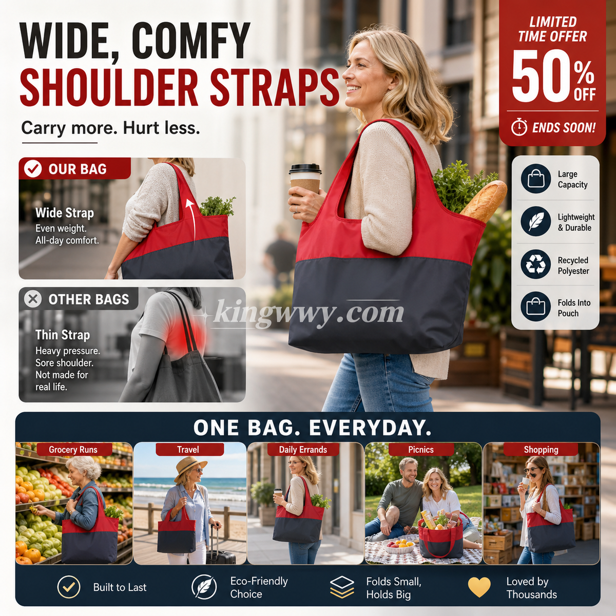 📢📢50% OFF !! ⏰Eco-Friendly Foldable Large Capacity Shopping Bag