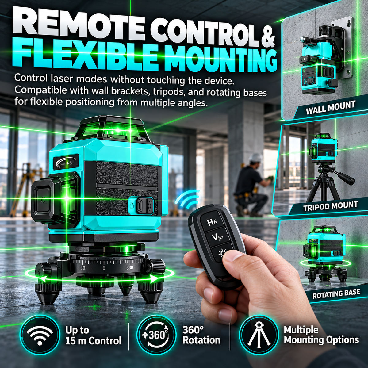 Outdoor 360 degree Laser Level  for Construction Tiling