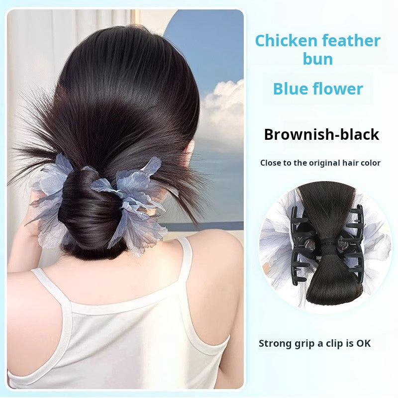 Effortless Low Bun Hair Clip – Natural Voluminous Ponytail Bun Extensions for Women 💇‍♀️✨ 🌸 Lazy Messy Bun Hairpiece with Fluffy Feather Texture – Instant Updo Hair Accessory for Fullness at the Crown 🎀💕