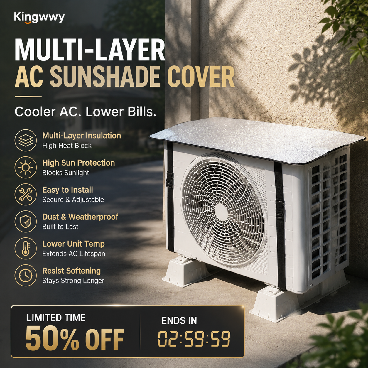 Air Conditioner Outdoor Unit Cover – Sun, Rain & Dust Protection – Extends Unit Lifespan 🛡️❄️ Save on repair costs – stay cool all summer long! ☀️🌧️