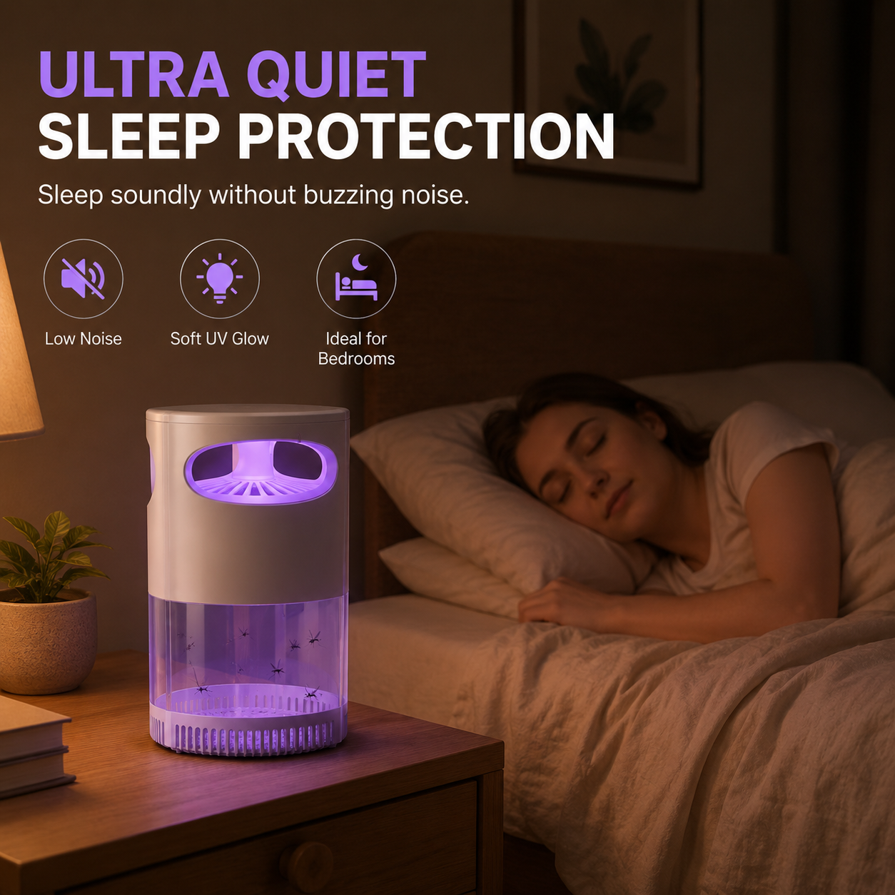 🦟SUMMER HOT SALE 50% OFF! 🔇UV Mosquito Killer Lamp – quiet, USB, chemical! 🌙